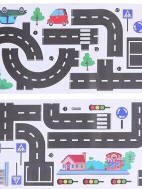 Kisangel Car Traffic Light Wall Stickers, Removable Wall Road Track, Kids Decor